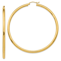 14K Yellow Gold Polished 3mm Tube Hoop Earrings