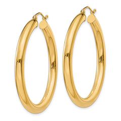 14K Yellow Gold Polished 4mm Tube Hoop Earrings