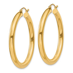 14K Yellow Gold Polished 4mm Lightweight Tube Hoop Earrings