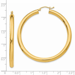 14K Yellow Gold Polished 4mm Tube Hoop Earrings