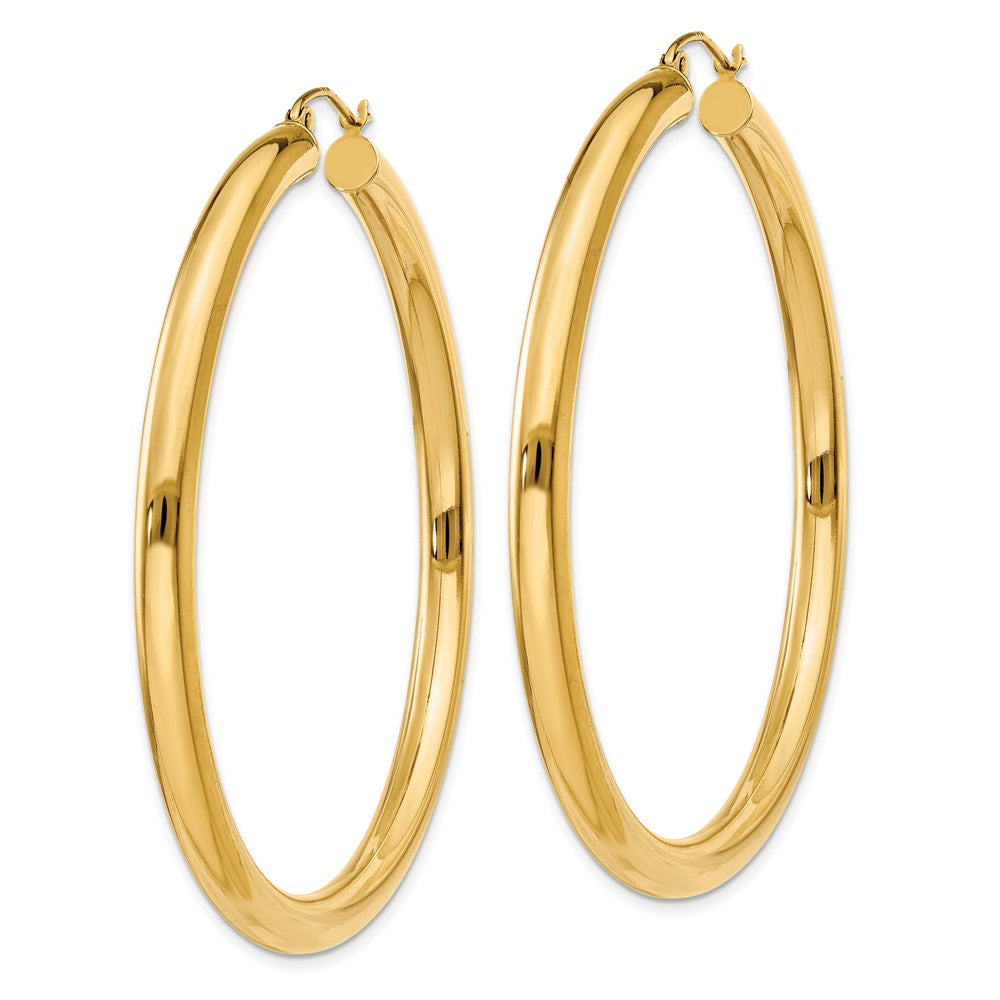14K Yellow Gold Polished 4mm Tube Hoop Earrings