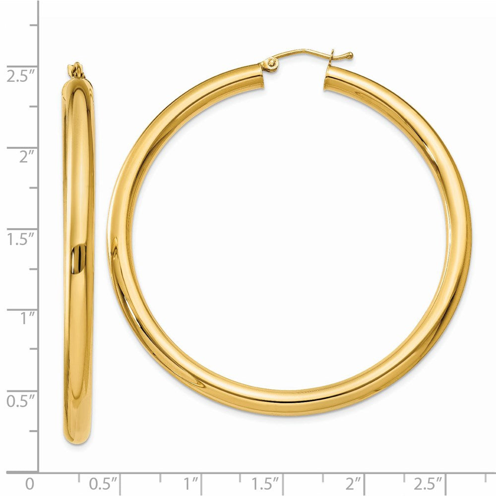 14K Yellow Gold Polished 4mm Lightweight Tube Hoop Earrings