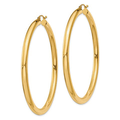 14K Yellow Gold Polished 4mm Lightweight Tube Hoop Earrings