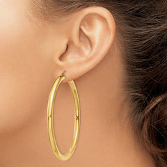 14K Yellow Gold Polished 4mm Lightweight Tube Hoop Earrings