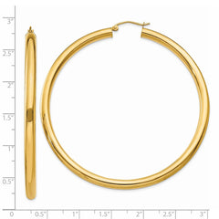 14K Yellow Gold Polished 4mm Tube Hoop Earrings