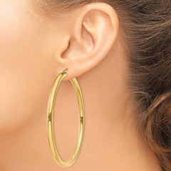 14K Yellow Gold Polished 4mm Lightweight Tube Hoop Earrings