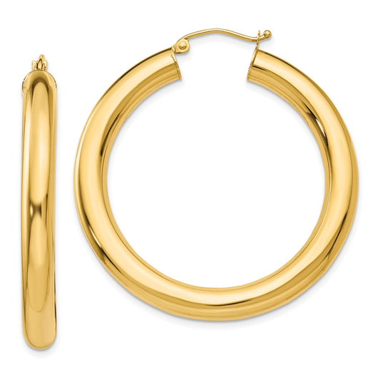 14K Yellow Gold Polished 5mm Lightweight Hoop Earrings