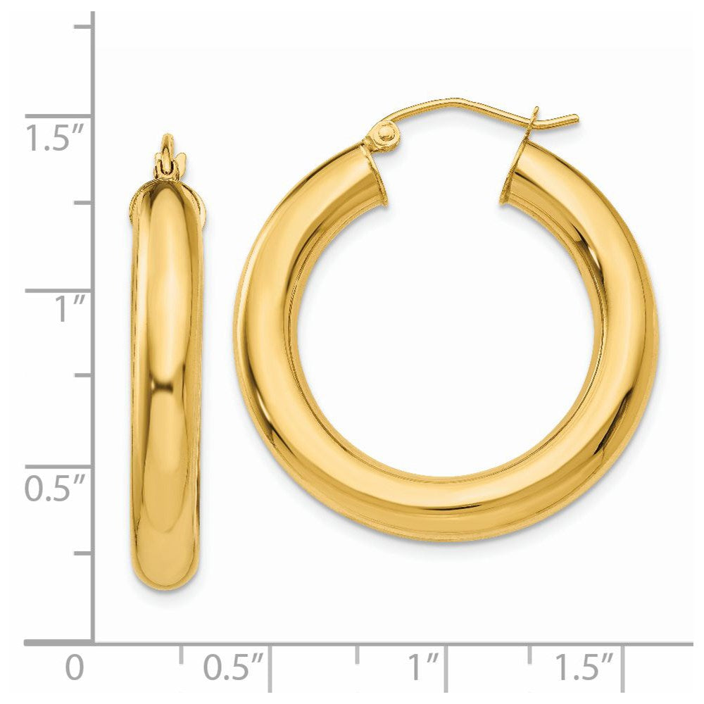 14K Yellow Gold Polished 5mm Lightweight Hoop Earrings