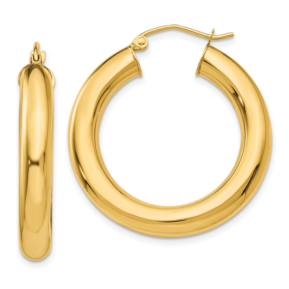 14K Yellow Gold Polished 5mm Lightweight Hoop Earrings