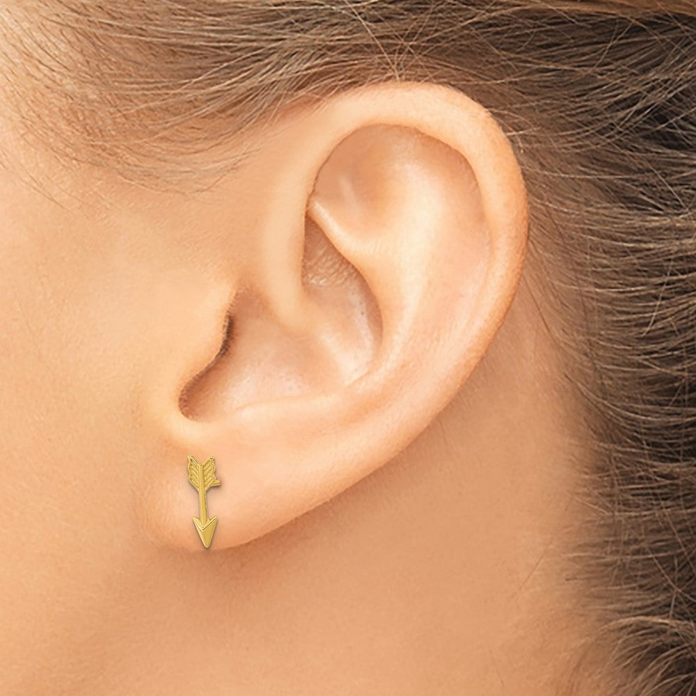 14K Yellow Gold Polished Arrow Post Earrings