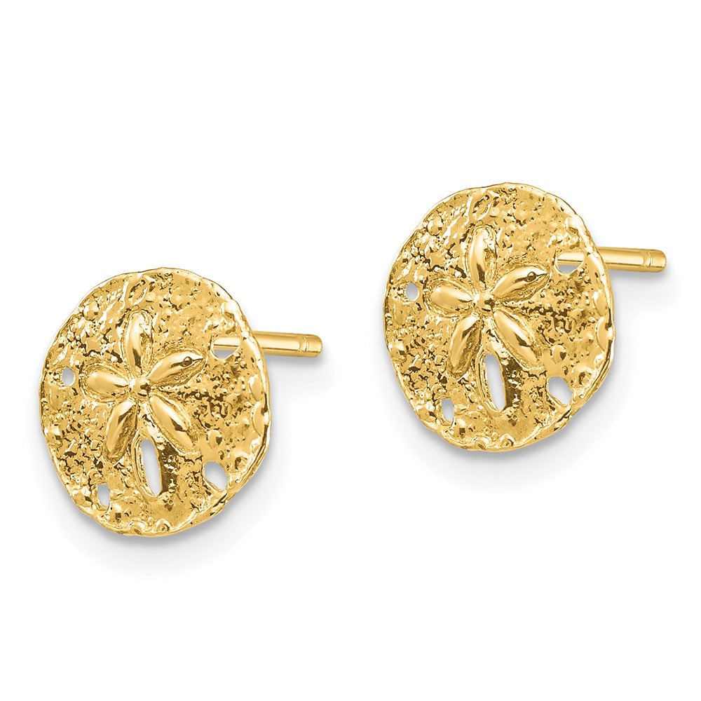 14K Yellow Gold Sand Dollar Post Earrings
