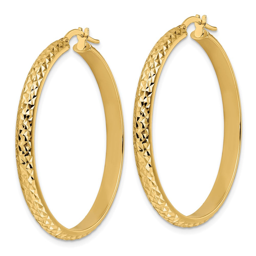 14K Yellow Gold Polished Diamond-cut Hoop Earrings