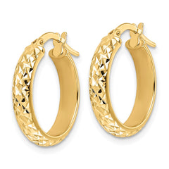 14K Yellow Gold Polished Diamond-cut Hoop Earrings