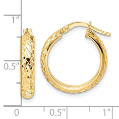 14K Yellow Gold Polished Diamond-cut Hoop Earrings
