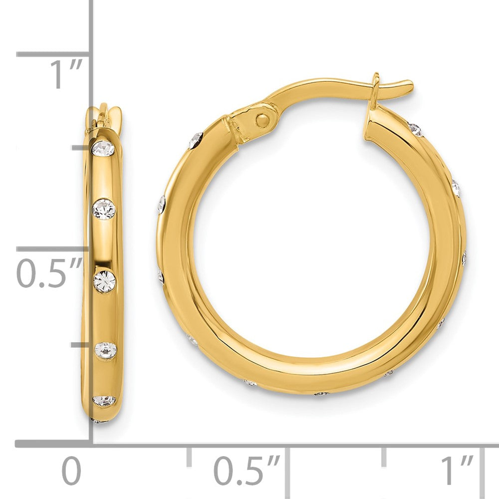 14K Yellow Gold Polished CZ Hoop Earrings
