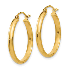 14K Yellow Gold Round Tube Hoop Earrings