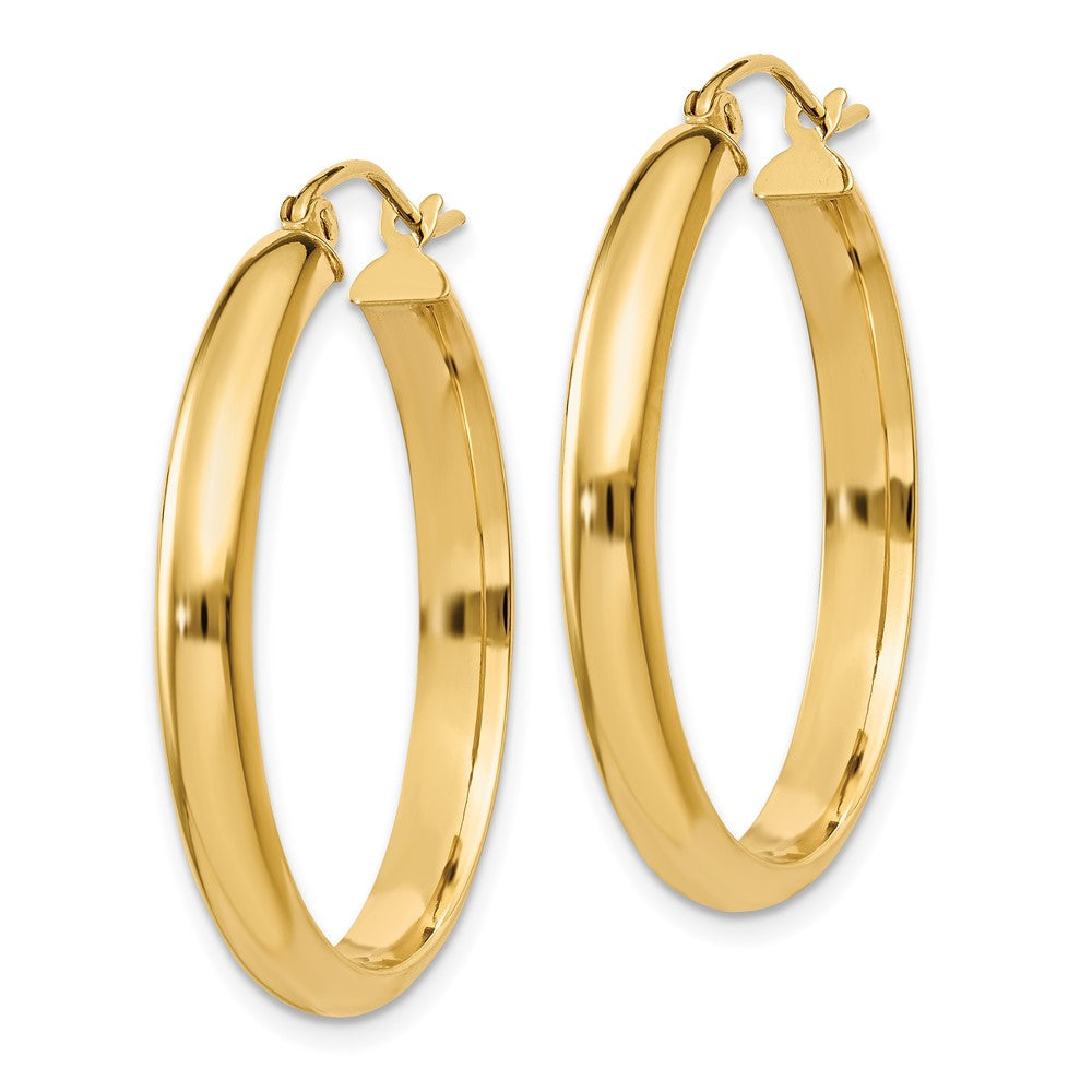 14K Yellow Gold Round Tube Hoop Earrings