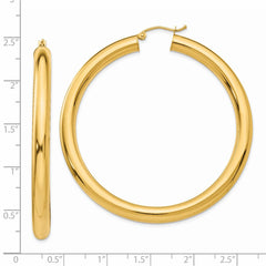 14K Yellow Gold Polished 5mm Lightweight Hoop Earrings