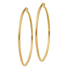 14K Yellow Gold Diamond-cut 2mm Round Tube Hoop Earrings