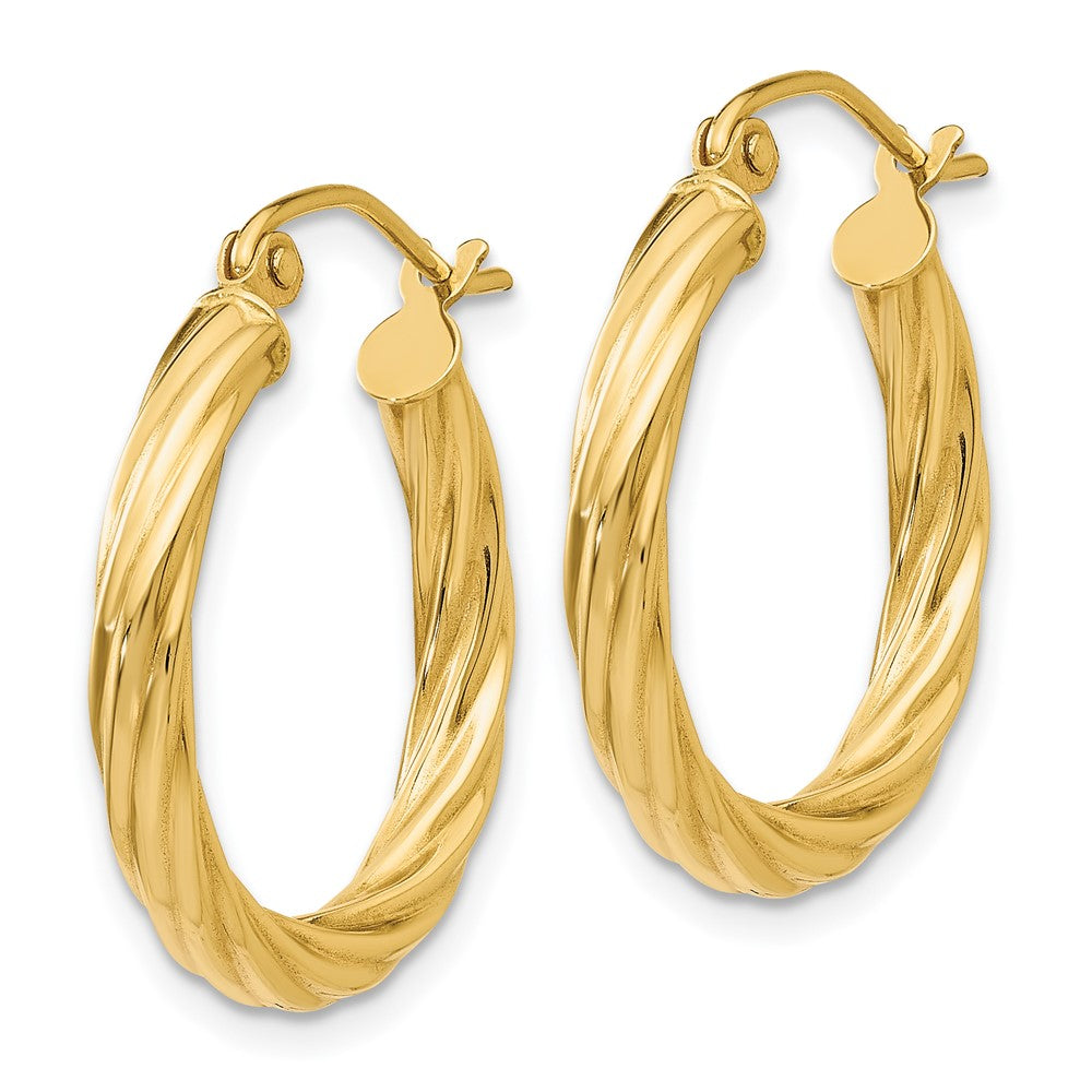 14K Yellow Gold Polished 2.75mm Twisted Hoop Earrings