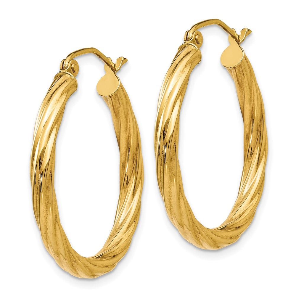 14K Yellow Gold Polished 3.25mm Twisted Hoop Earrings