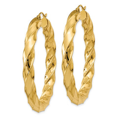14K Yellow Gold Polished 5.0mm Twisted Hoop Earrings