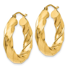 14K Yellow Gold Polished 5.0mm Twisted Hoop Earrings
