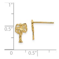 14K Yellow Gold Palm Tree Post Earrings
