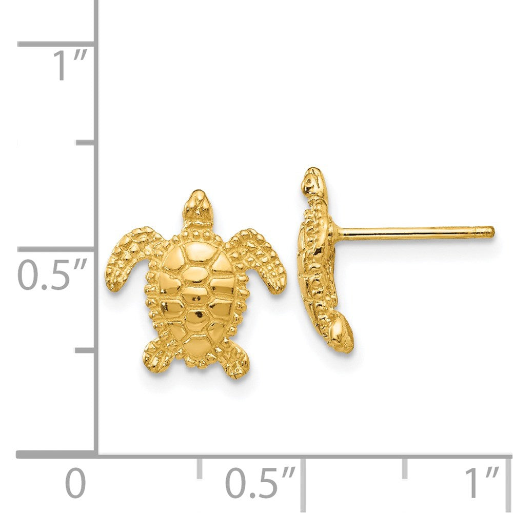 14K Yellow Gold Sea Turtle Post Earrings