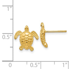 14K Yellow Gold Sea Turtle Post Earrings