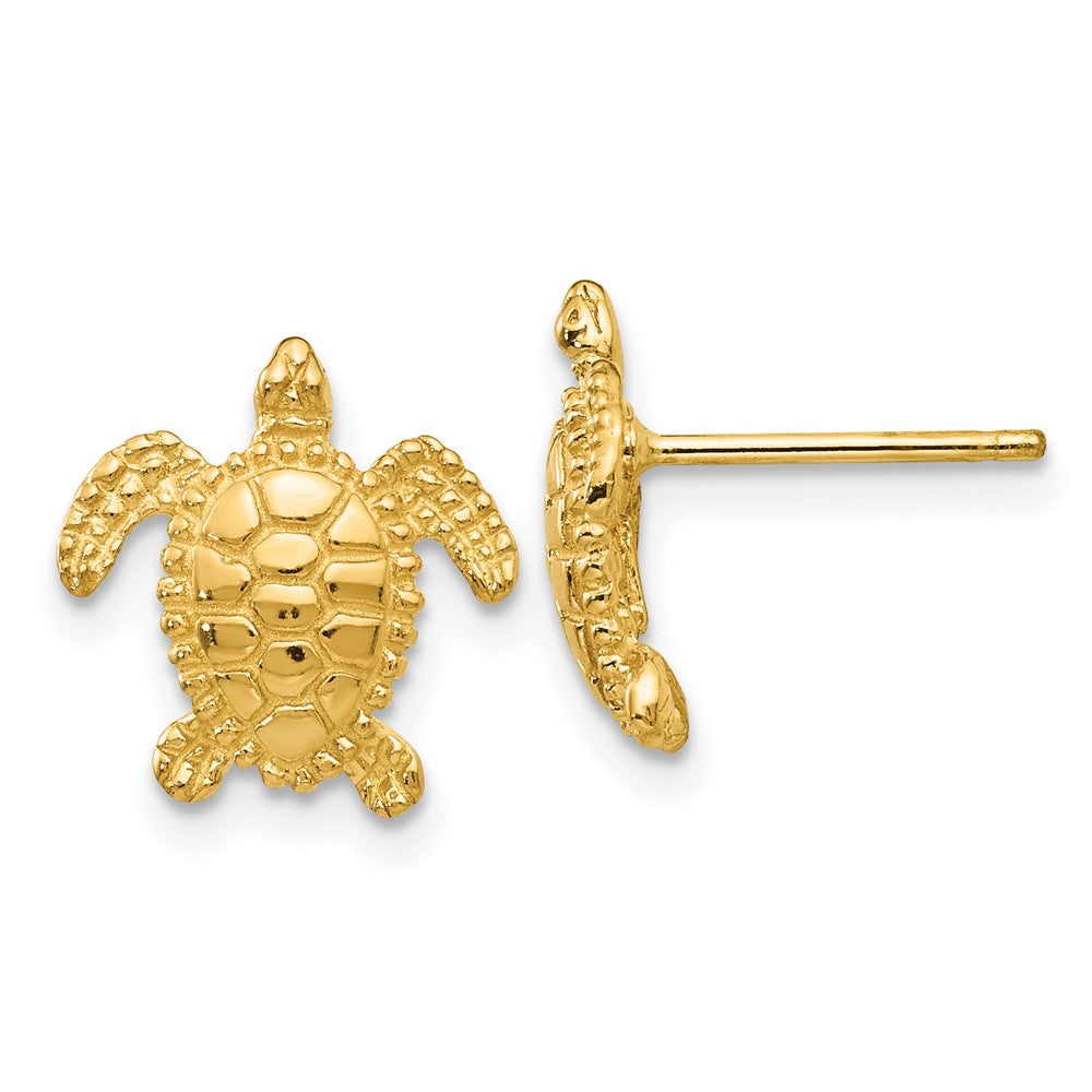 14K Yellow Gold Sea Turtle Post Earrings