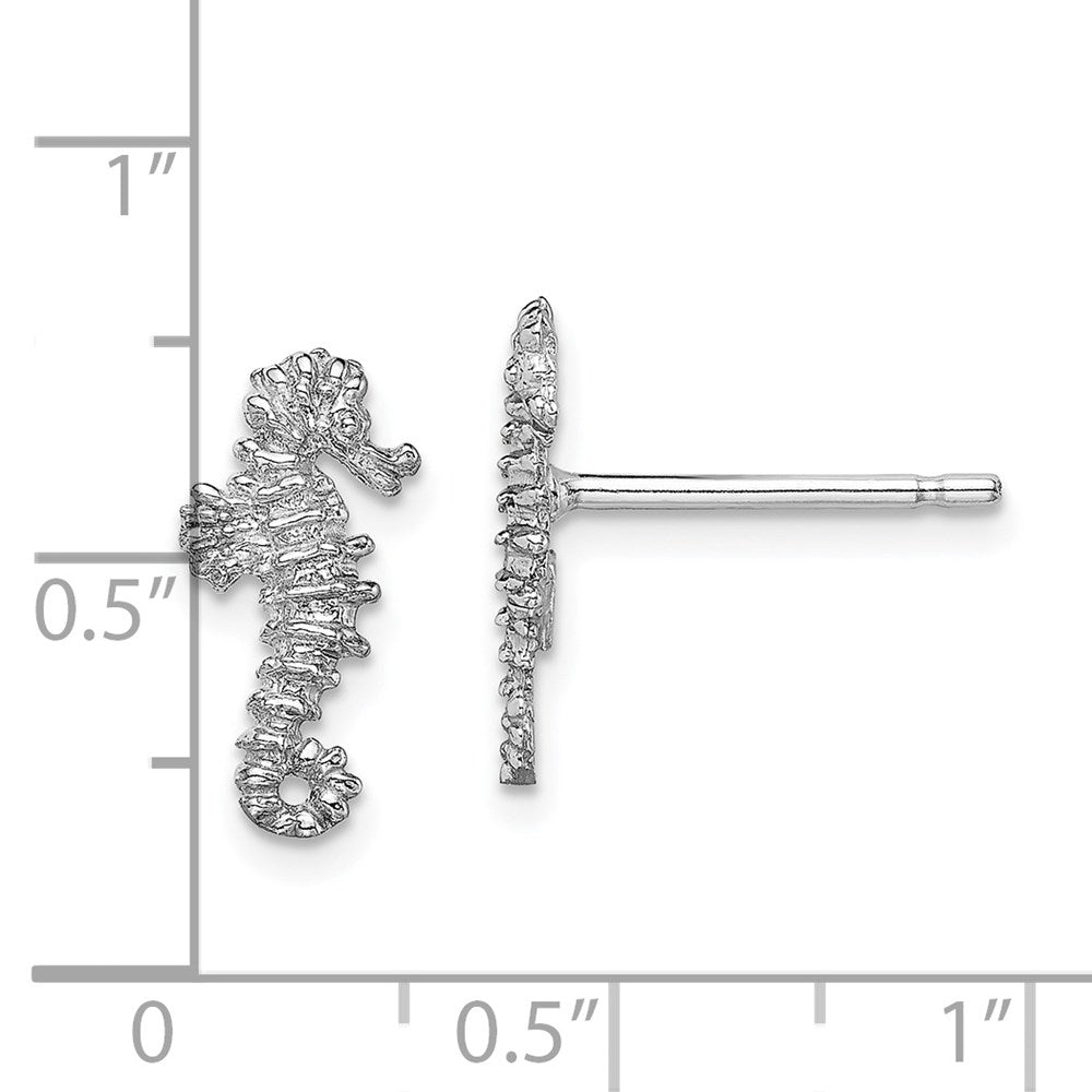 14K White Gold Mini Seahorse Post Earrings