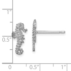 14K White Gold Mini Seahorse Post Earrings