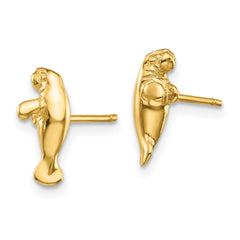 14K Yellow Gold Mini Manatee Post Earrings