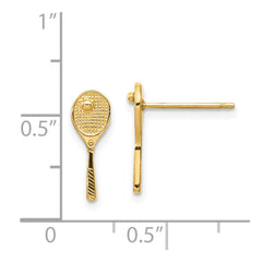 14K Yellow Gold Mini Tennis Racquet with Ball Post Earrings