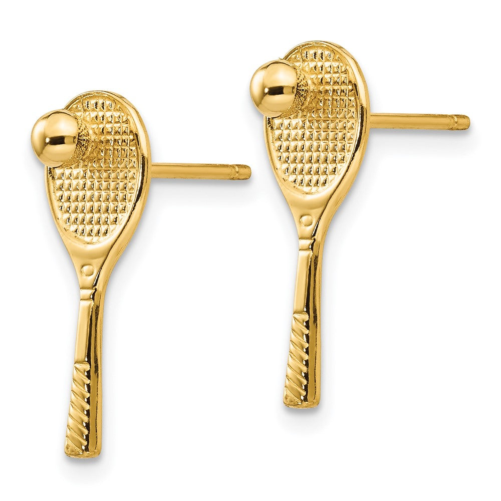 14K Yellow Gold Tennis Racquet with Ball Post Earrings