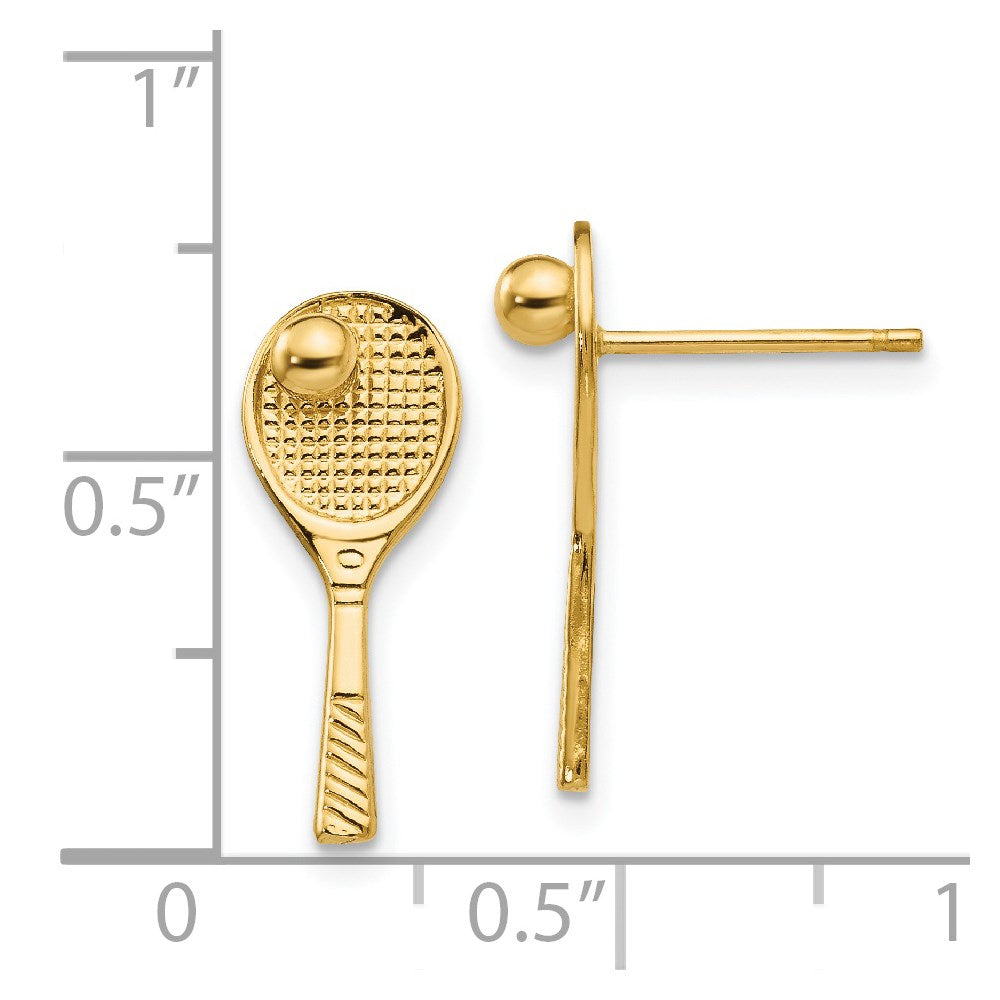 14K Yellow Gold Tennis Racquet with Ball Post Earrings