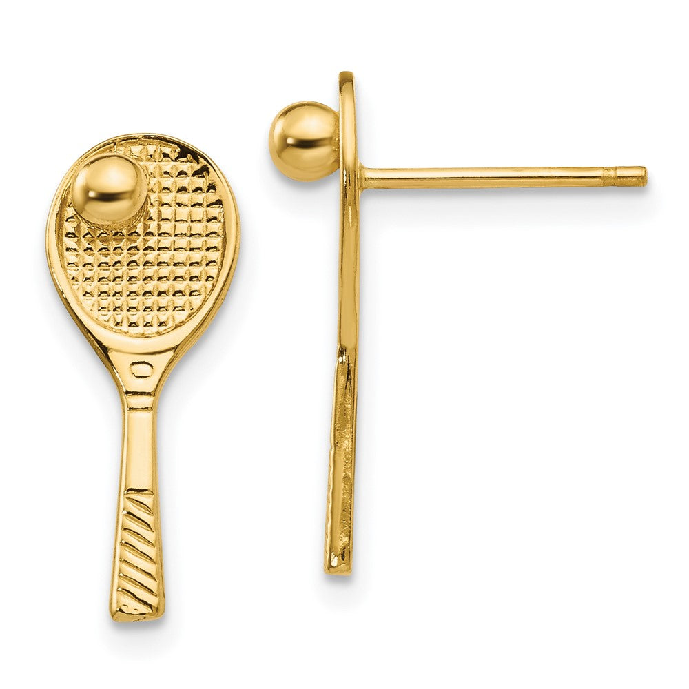 14K Yellow Gold Tennis Racquet with Ball Post Earrings