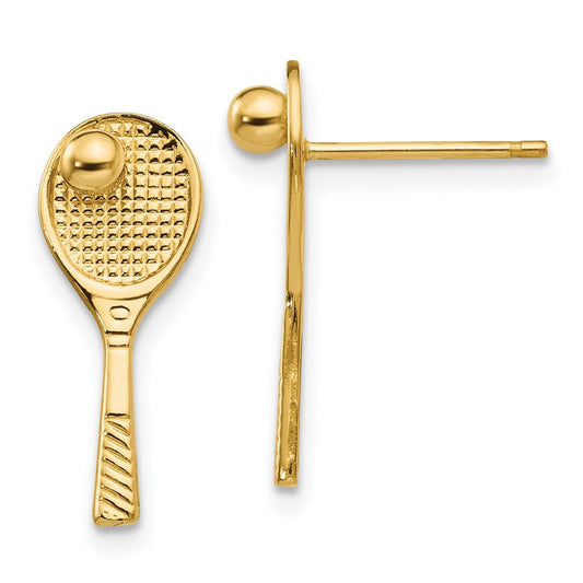 14K Yellow Gold Tennis Racquet with Ball Post Earrings