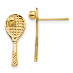 14K Yellow Gold Tennis Racquet with Ball Post Earrings