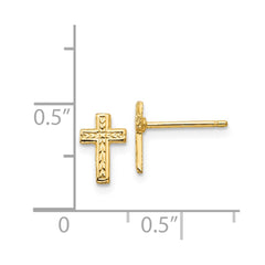 14K Yellow Gold Polished Cross Post Earrings
