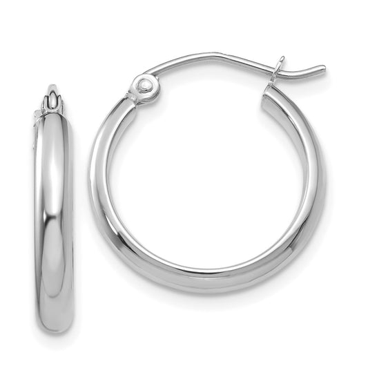 14K White Gold Polished Hoop Earrings