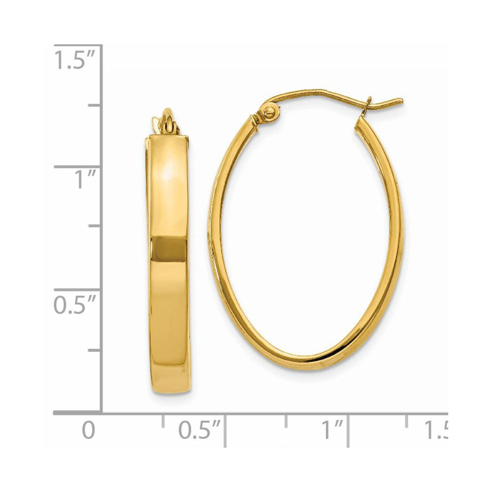 14K Yellow Gold Lightweight Oval Hoop Earrings