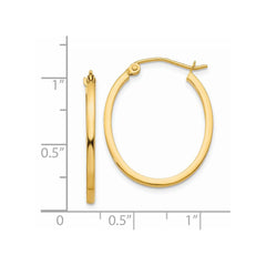 14K Yellow Gold Lightweight Fancy Oval Hoop Earrings