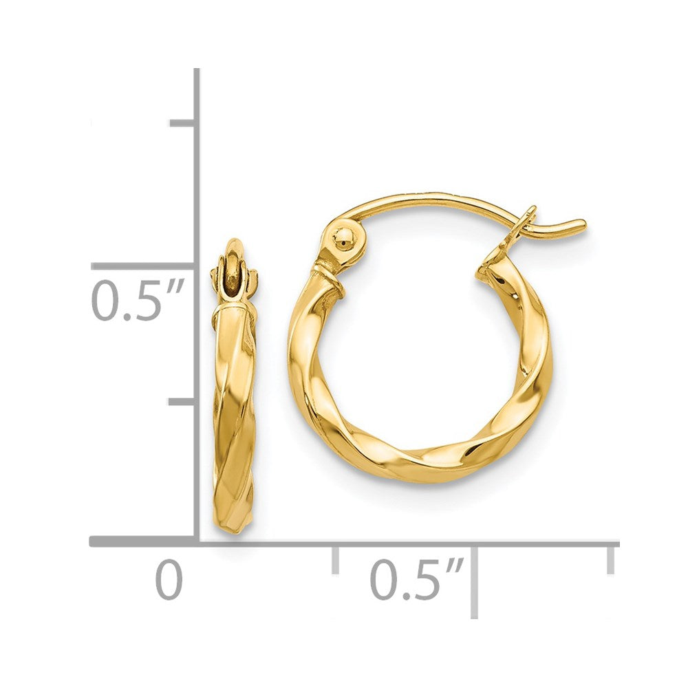 14K Yellow Gold Twist Polished Hoop Earrings