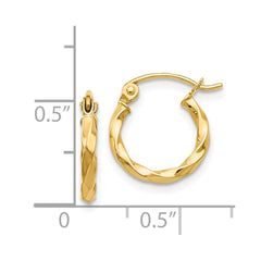 14K Yellow Gold Twist Polished Hoop Earrings