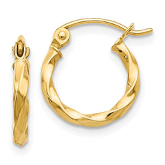14K Yellow Gold Twist Polished Hoop Earrings