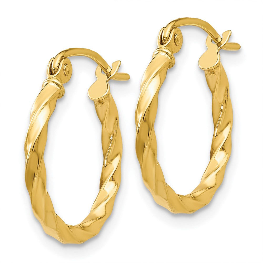 14K Yellow Gold Twist Polished Hoop Earrings