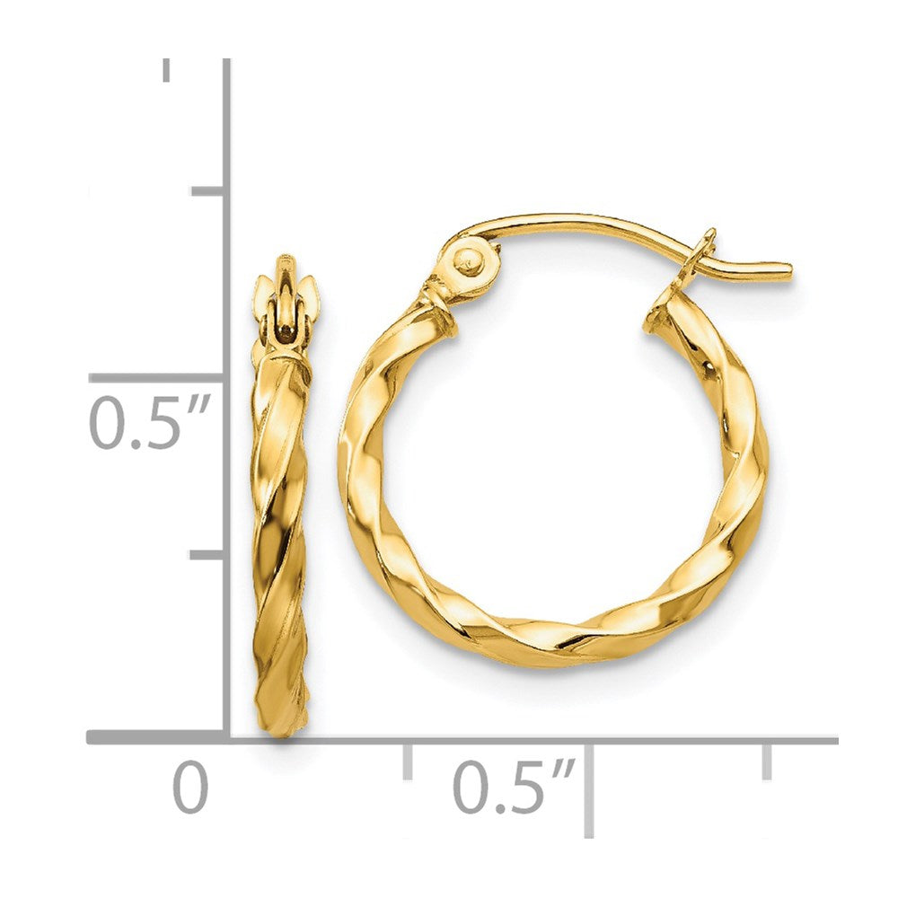 14K Yellow Gold Twist Polished Hoop Earrings