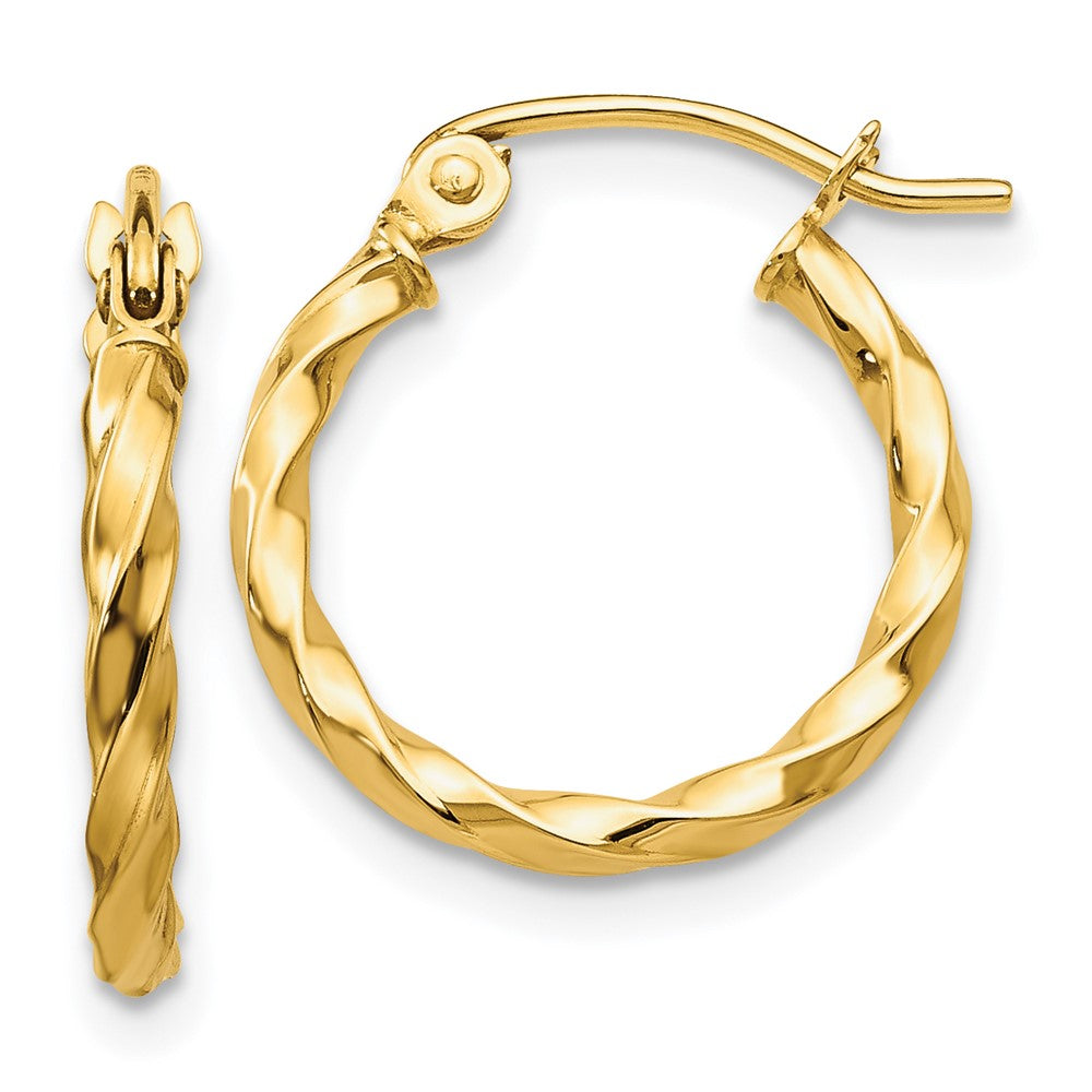14K Yellow Gold Twist Polished Hoop Earrings